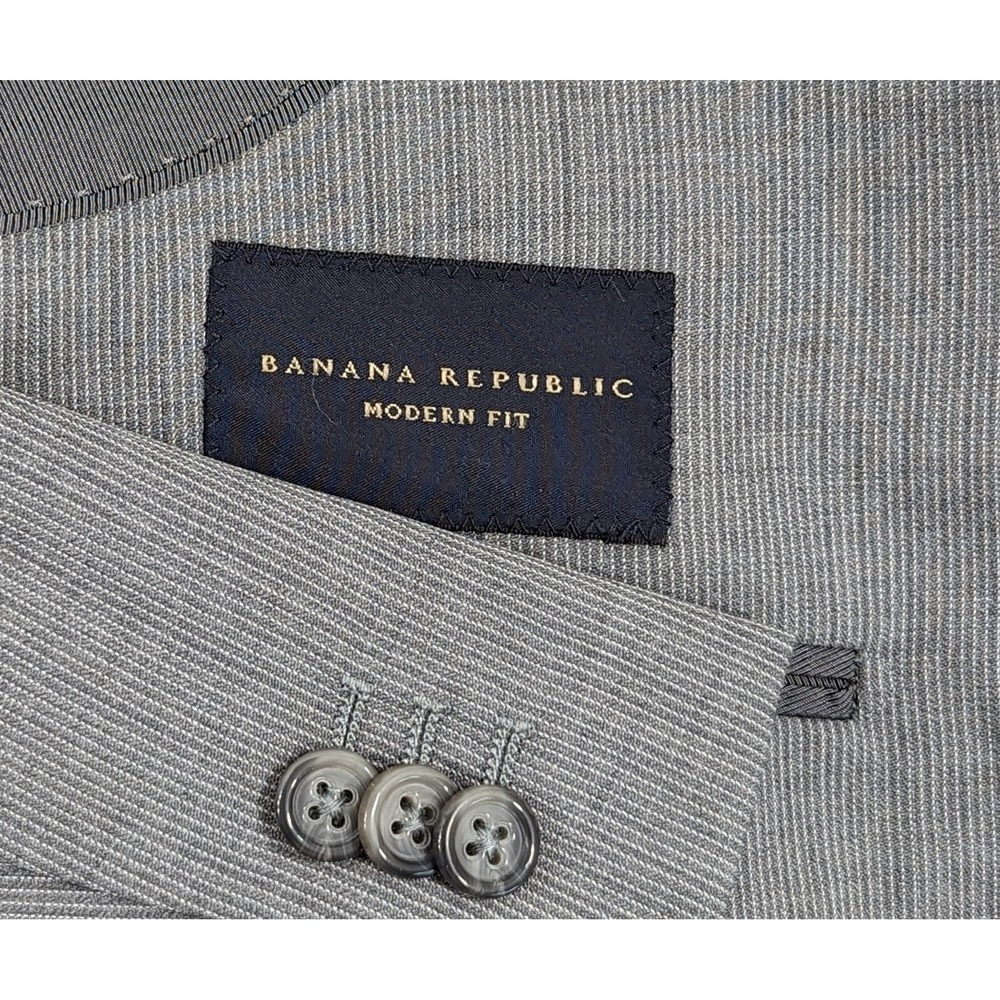 Banana Republic Mens Grey 2 Btn Wool Modern‎ Slim Fit Suit Jacket 42R Crosshatch